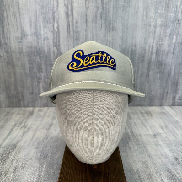 Seattle Grey Trucker Hat Smith Western Co Mesh Snap Back Vtg Cap - Picture 1 of 8